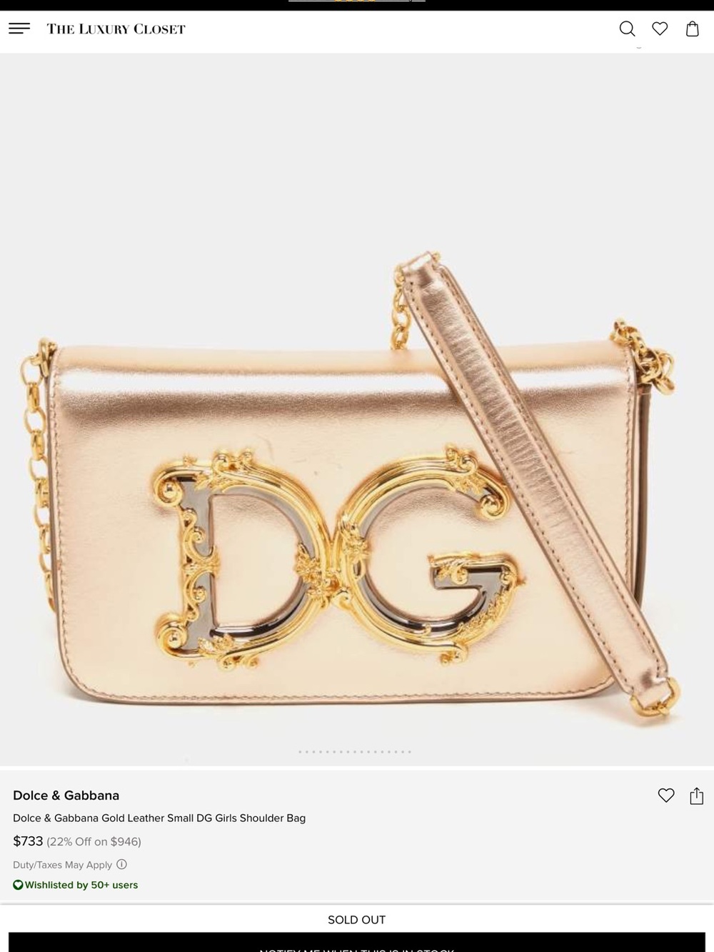 Dolce & Gabbana Rose Gold Leather mini bag crossbody gold